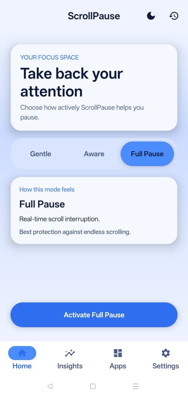 ScrollPause Full Pause mode on Android